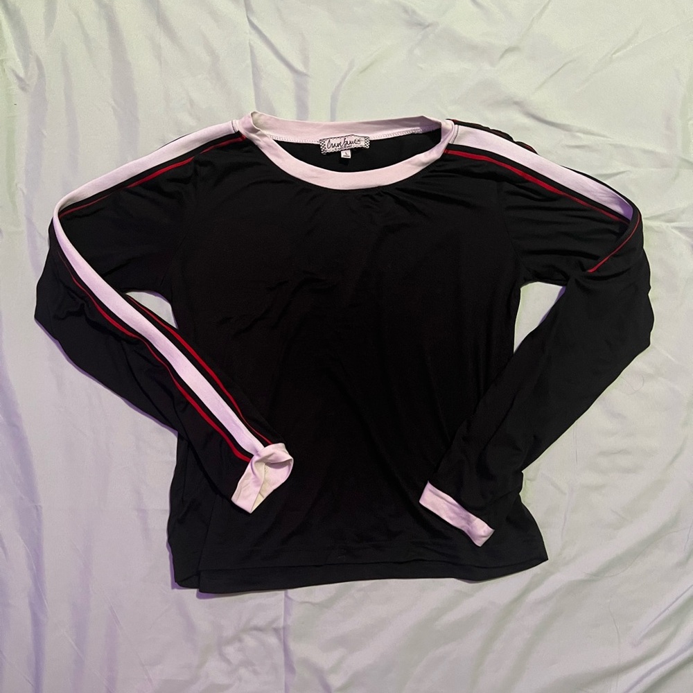 black racer stripe long sleeve